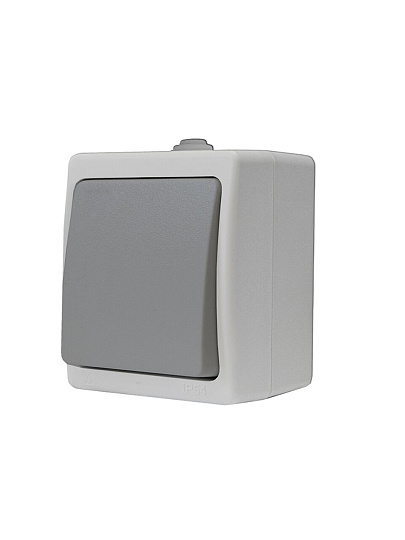 Выключатель открытой установки, одноклавишный, 10 А, ABS пластик, серый, UNIVersal, Аллегро, 1279