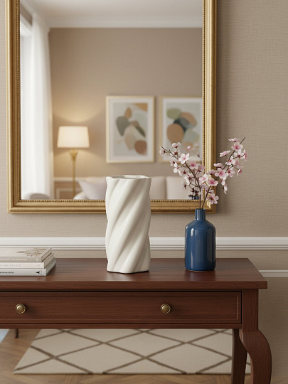 Ваза керамика, настольная, 20х10 см, Буф, A060217, белая