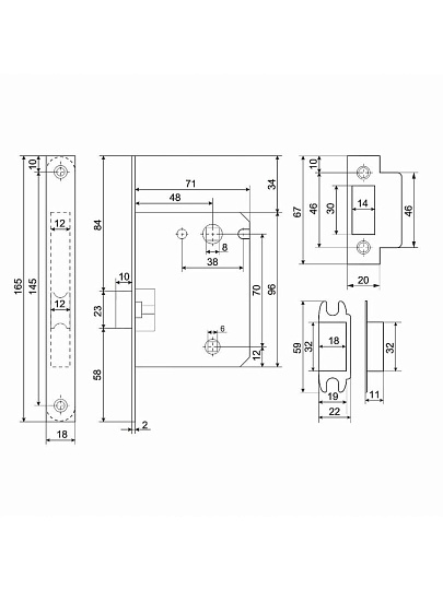 Комплект для сантехнической двери Аллюр, КОЛОМБО SN+L7050S SN+BK-S1 SN/CP(2380/S7050), 15202, никель матовый, алюминиевый сплав