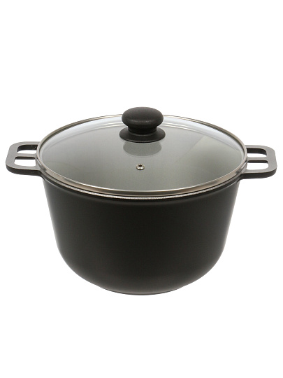 Казан алюминий, 5 л, с крышкой, крышка стекло, Нева Металл Посуда, Н0850д