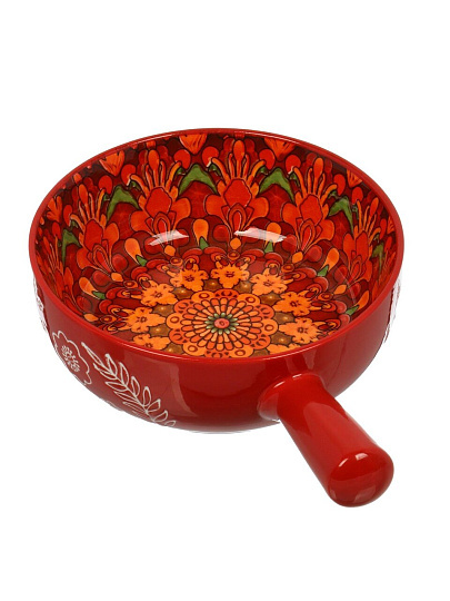 Салатник керамика, круглый, 0.65 л, с ручкой, 22х16х5.7 см, Самарканд, Y4-13422-1, красный