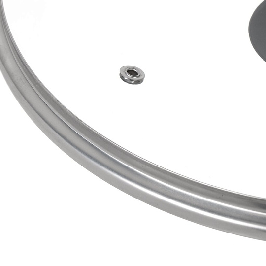 Крышка для посуды стекло, 16 см, Daniks, металлический обод, кнопка бакелит, черная, Д4116Ч