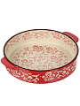 Форма для запекания керамика, 27х24х6 см, круглая, Ветви на красном, B010426 - фото 4