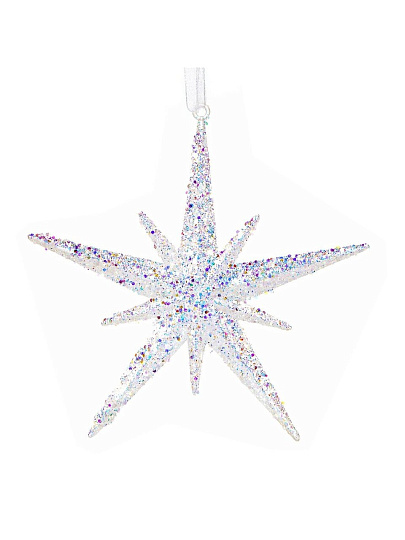 Елочное украшение Снежинка, перламутр, 11.5 см, пластик, Y4-9466