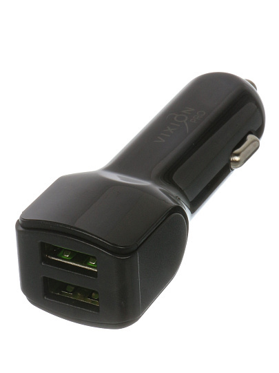 Автомобильное зарядное устройство Vixion, VU-22, USB Smart IC, в прикуриватель, 2.1 А, черное, GS-00028939