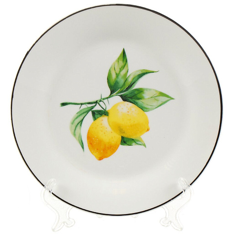 Тарелка обеденная, фарфор, 19 см, круглая, Лимоны, UG000172