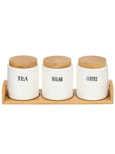 Банка для сыпучих продуктов, керамика, 0.7 л, 3 шт, с крышкой, Y156