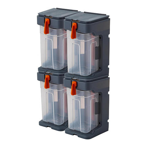 Ящик для метизов, 7х16х24 см, пластик, Blocker, Expert, 4 штуки, подвесной, серо-свинцовый, оранжевый, BR395410026