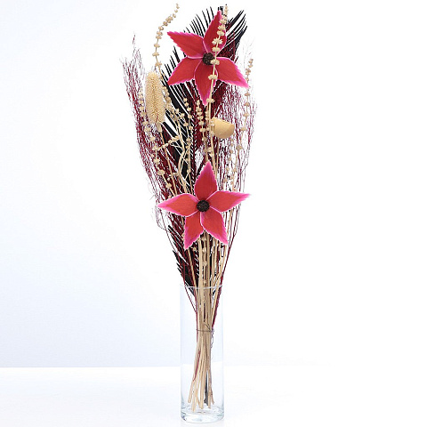 Цветок искусственный декоративный Тинги Композиция, бело-бордовый