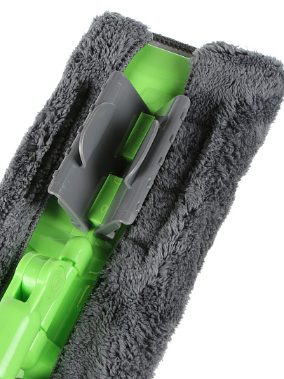 Швабра с зажимом, микрофиб., телес.руч. 130см, серый/зеленый, Мария Искусница