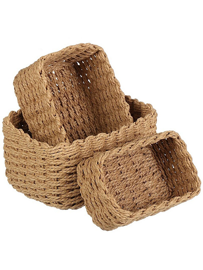 Набор корзин 3 шт, прямоугольный, плетеный, 18х12х9 см, 21х15х11 см, 24х18х13см, МП, Y4-8955