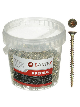 Саморез универсальный, диаметр 5х50 мм, 200 шт, оцинкованный, в ассортименте, банка, Bartex