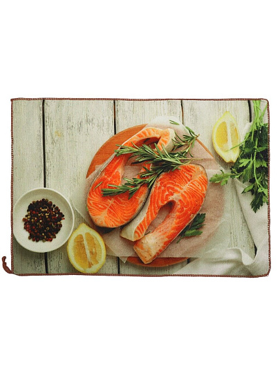 Полотенце кухонное 40х60 см, 100% полиэстер, Стейки из лосося, Китай, Y9-185