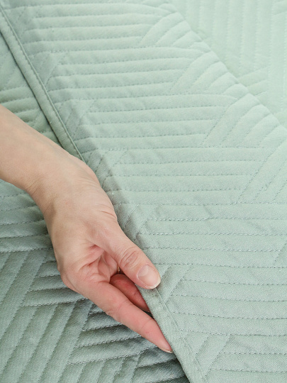 Покрывало евро, 240х260см, 100%пэ, Silvano, Кантри, серо-мятное