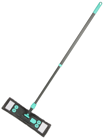 Швабра плоская, микрофибра, 130х45х15 см, серая, телескопическая ручка, Bclean, DS-1235