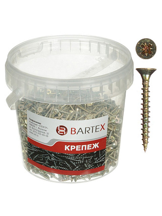 Саморез универсальный, диаметр 5х30 мм, 500 шт, оцинкованный, в ассортименте, банка, Bartex