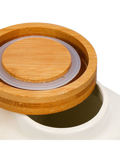 Банка для сыпучих продуктов, керамика, 3 шт, с крышкой, на бамбуковой подставке, Y6-6465