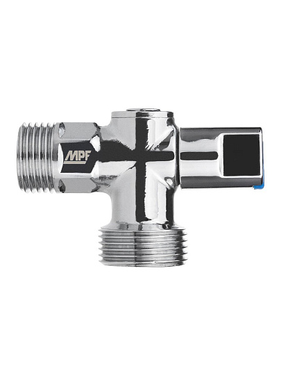 Кран для бытовой техники, 1/2&quot;х3/4&quot;, ш-ш, латунь, угловой, шаровой, ручка сбоку, ГОСТ, Хром-Polish, MasterProf