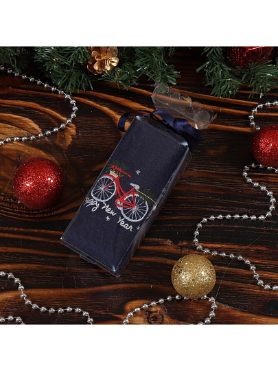 Полотенце кухонное 40х60 см, 100% хлопок, Silvano, Вышивка Велосипед, синее, Турция, DU-21-4-5011