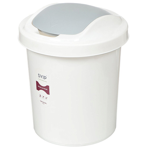 Контейнер для мусора пластик, 12 л, круглый, плавающая крышка, белый, Svip, Original, SV4044БЛ