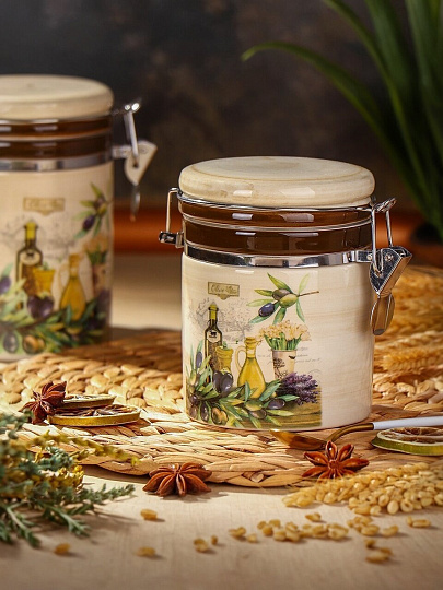 Банка для сыпучих продуктов, доломит, 350 мл, с крышкой, Daniks, Левадия