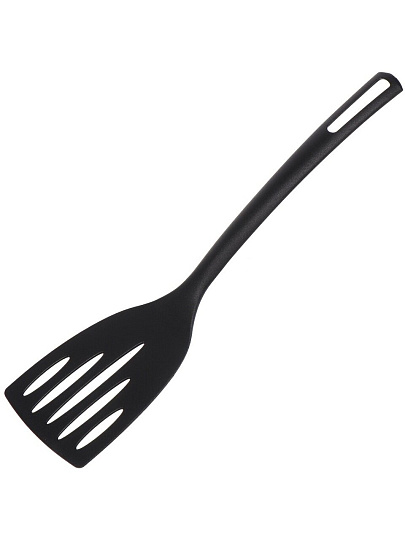 Лопатка кулинарная нейлон, с прорезями, навеска, черная, Daniks, Turin, YW-KT309-3