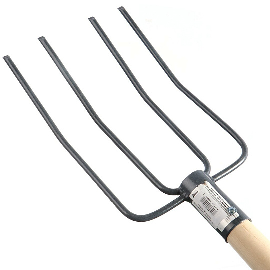 Вилы навозные, четырехрогие, черенок деревянный