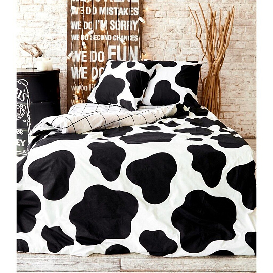 Постельное белье детское 1.5-спальное, простыня 150х214 см, 1 наволочка 70х70 см, пододеяльник 143х215 см, Crazy Getup, перкаль, Cow 711601