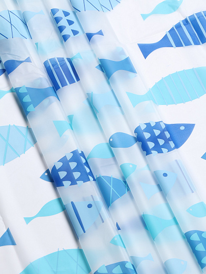 Штора для ванной 180х180 см, Peva, Элика-5, голубая, Y4-11174