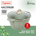 Кастрюля алюминий, антипригарное покрытие, 5 л, с крышкой, крышка стекло, Гурман, Мята, ГМк503МЛ, индукция
