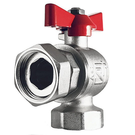 Кран для бытовых приборов, 1&quot;, латунь, с накидной гайкой, угловой, STI