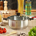 Кастрюля нержавеющая сталь, 4.8 л, с крышкой, крышка стекло, Daniks, Savory, SD-A95-24, серебристая, индукция