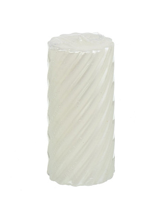 Свеча декоративная, 10х5 см, столбик, белый перламутр, Виток, лакированная, 5017