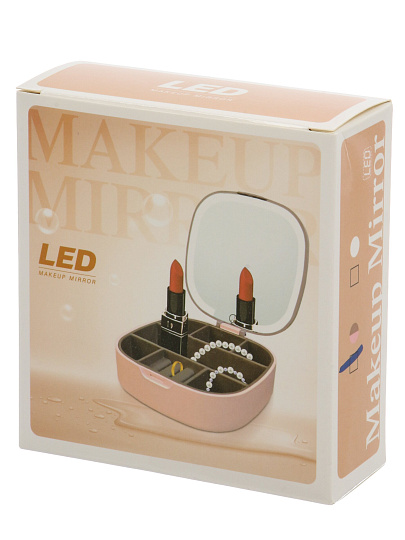 Зеркало-органайзер 10х10х3.6 см, розово-фиолетовое, Y4-11526