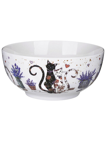 Салатник фарфор, круглый, 15х7 см, 0.75 л, Лавандовые коты, Lefard, 425-169
