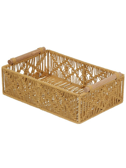 Корзина 35х25х10 см, прямоугольная, плетеная, с деревянными ручками, Y4-9683