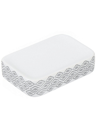 Мыльница настольная, Ромбы, керамика, 12.3х8.4х2.8 см, белая, CE2901AA-SD