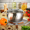 Кастрюля нержавеющая сталь, 5 л, с крышкой, крышка стекло, Daniks, Эмилия, CW-W075-22, индукция - фото 2