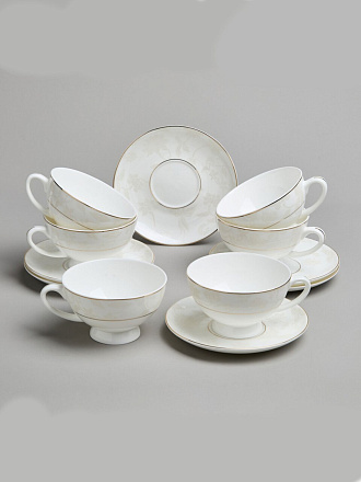 Набор чайный фарфор, 12 предметов, на 6 персон, 250 мл, Lefard, Снежная королева, 440-071, подарочная упаковка