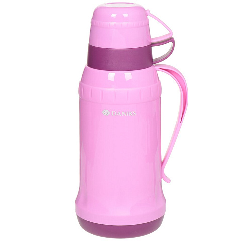 Термос пластик, 1.8 л, универсальная горловина, Daniks, колба стекло, пыльно-розовый, 73T180-dst-pink