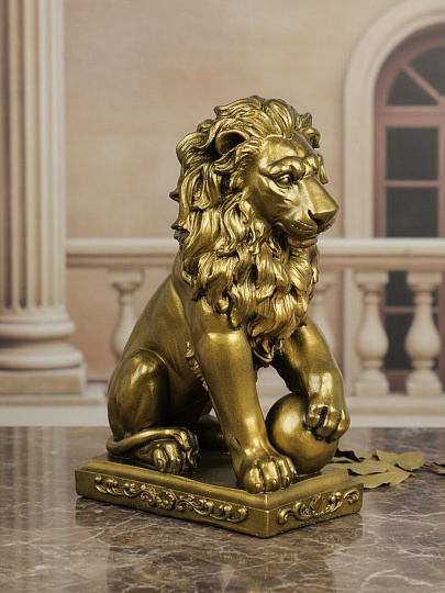 Фигурка Лев с шаром, 48х30 см, гипсовая, 429Б