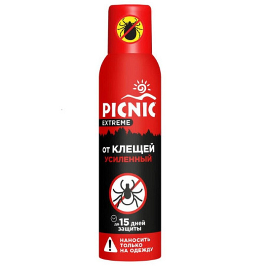Репеллент от кровососущих насекомых, клещей, аэрозоль, Picnic, Extreme, 150 мл, 4650056492524