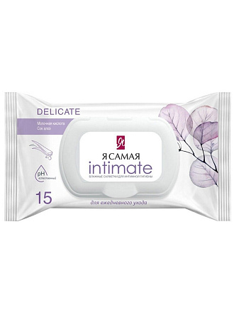 Салфетки влажные Я самая, Алоэ, для интимной гигиены, 15 шт, 1106