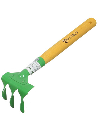 Грабли витые, 3 зуб, сталь, Клевер, клепанная тулейка, садовые, черенок деревянный, ГВ3 00-00002610