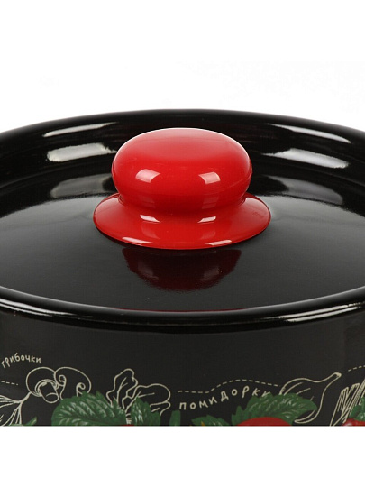 Кастрюля эмалированная сталь, 2.9 л, крышка сталь, цилиндрическая, СтальЭмаль, Помидорки, 1с16с/1, индукция