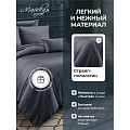 Постельное белье 2-спальное, простыня 200х220 см, 2 наволочки 50х70 см, пододеяльник 175х215 см, Майская ночь, страйп-полисатин, темно-серое, Однотонный - фото 3