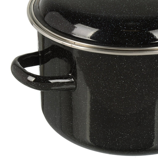 Кастрюля эмалированная сталь, 3 л, крышка сталь, цилиндрическая, Сибирские товары, 9MD181P, черный рябчик, индукция