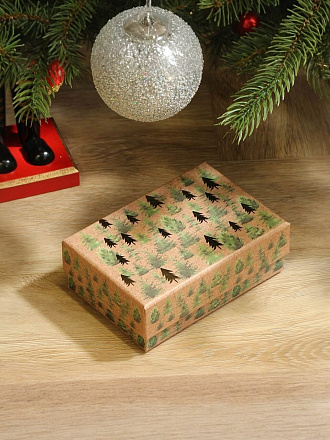 Коробка подарочная картон, 14.5х10х5 см, в ассортименте, Новый год, A470101