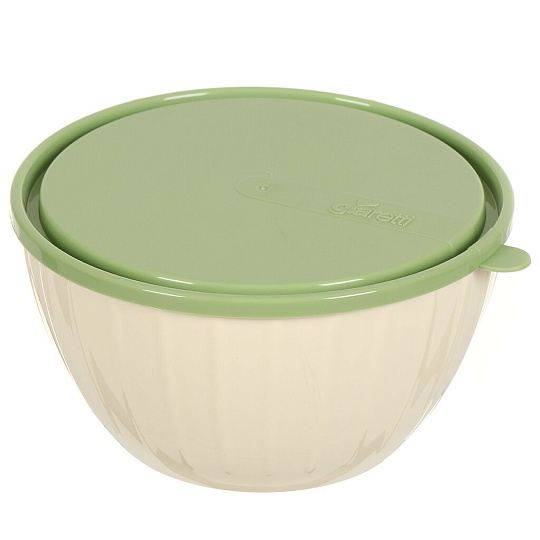 Салатник пластик, круглый, 1.7 л, с крышкой, Green Republic, Sugar&amp;Spice, SE1866GR, слоновая кость, зеленый