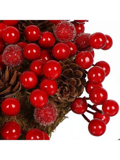 Подсвечник 1 свеча, 24 см, с ягодами, для свечи до 9 см, SYSGZSA-4623021